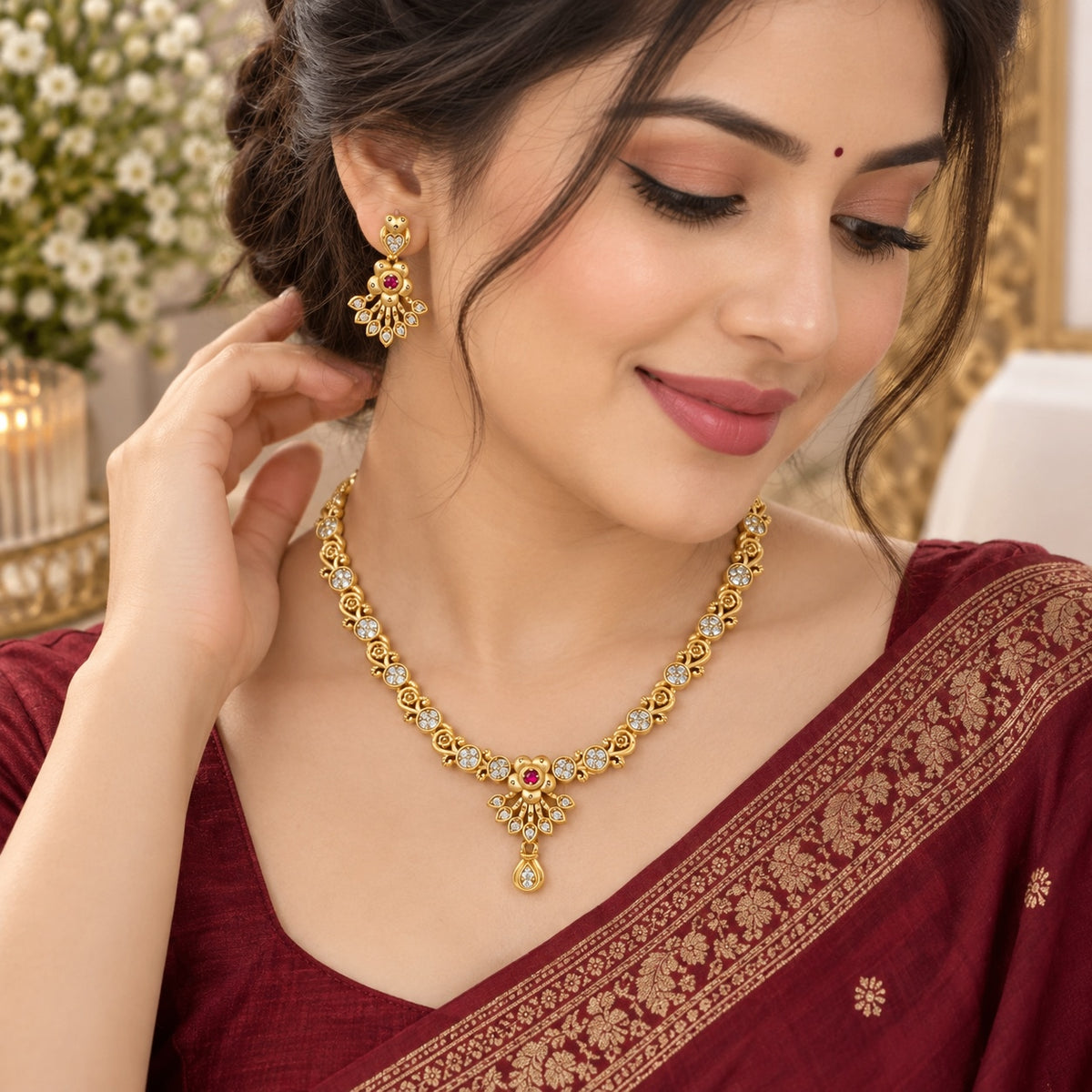 Premium Micro-Plated Necklace & Earrings Set